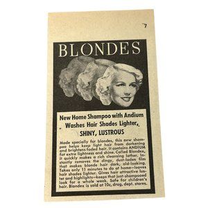 Blondex Vintage Print Ad 1951 Blondes Hair Color Home Shampoo Shiny Lustrous